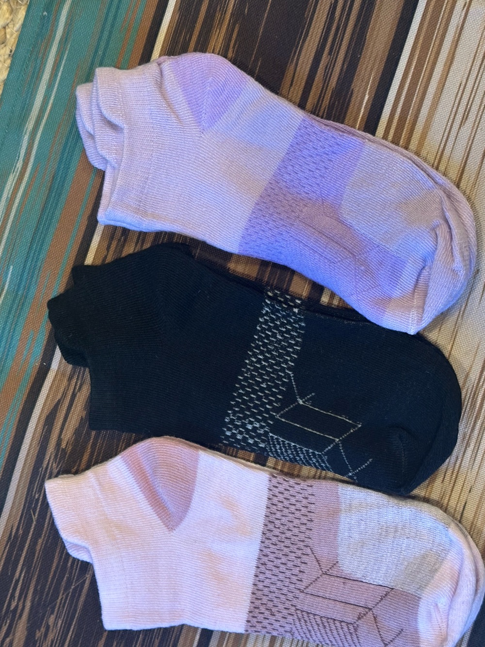 Ankle Sock 3-Pack in Black Pink Purple